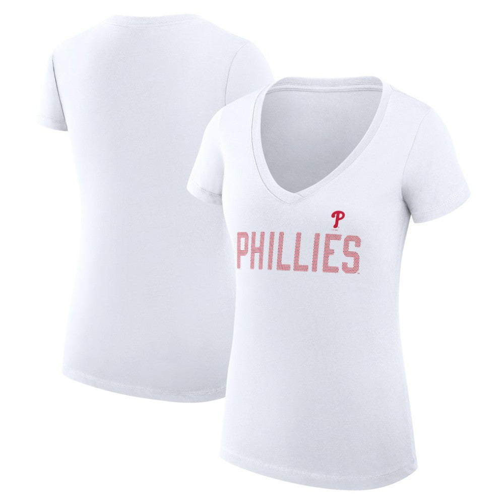 Philadelphia Phillies G-III 4Her by Carl Banks Women's Super-Slim Fit Lightweight Dot Print V-Neck T-Shirt - MLB