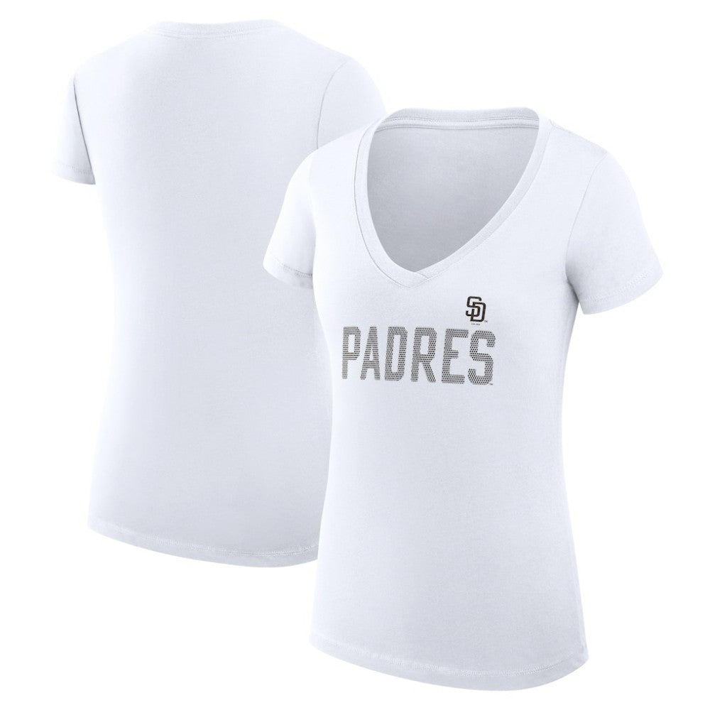 San Diego Padres G-III 4Her by Carl Banks Women's Super-Slim Fit Lightweight Dot Print V-Neck T-Shirt - MLB