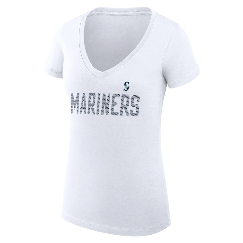 Seattle Mariners G-III 4Her by Carl Banks Women's Super-Slim Fit Lightweight Dot Print V-Neck T-Shirt - MLB