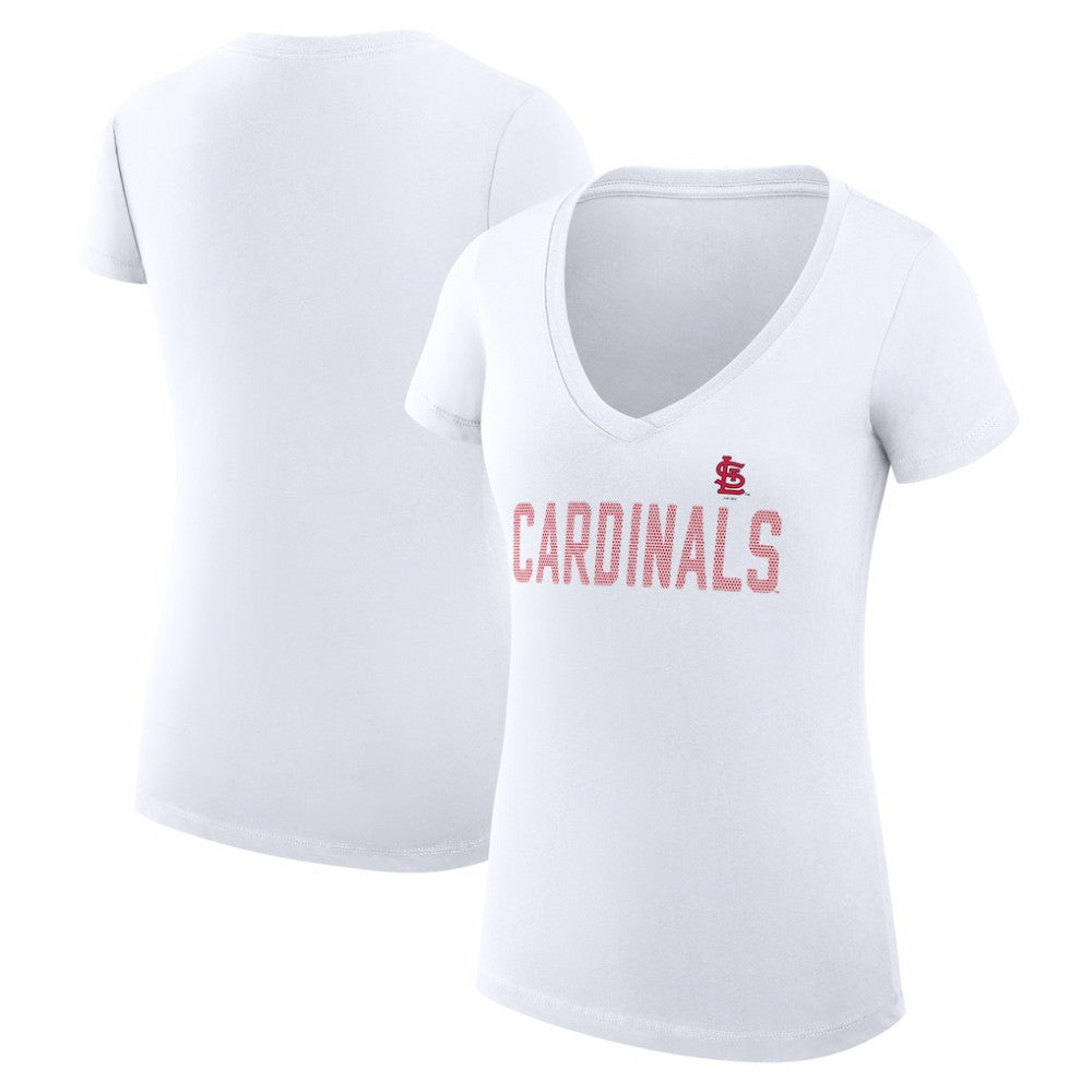 St. Louis Cardinals G-III 4Her by Carl Banks Women's Super-Slim Fit Lightweight Dot Print V-Neck T-Shirt - MLB