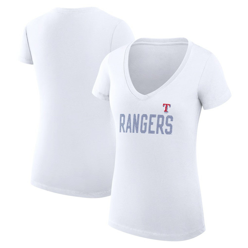 Texas Rangers G-III 4Her by Carl Banks Women's Super-Slim Fit Lightweight Dot Print V-Neck T-Shirt - MLB