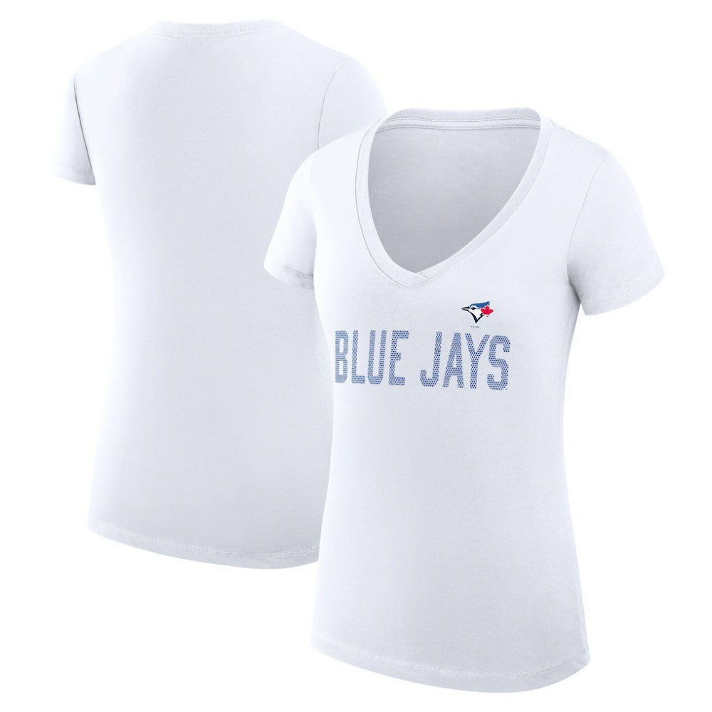 Toronto Blue Jays G-III 4Her by Carl Banks Women's Super-Slim Fit Lightweight Dot Print V-Neck T-Shirt - MLB