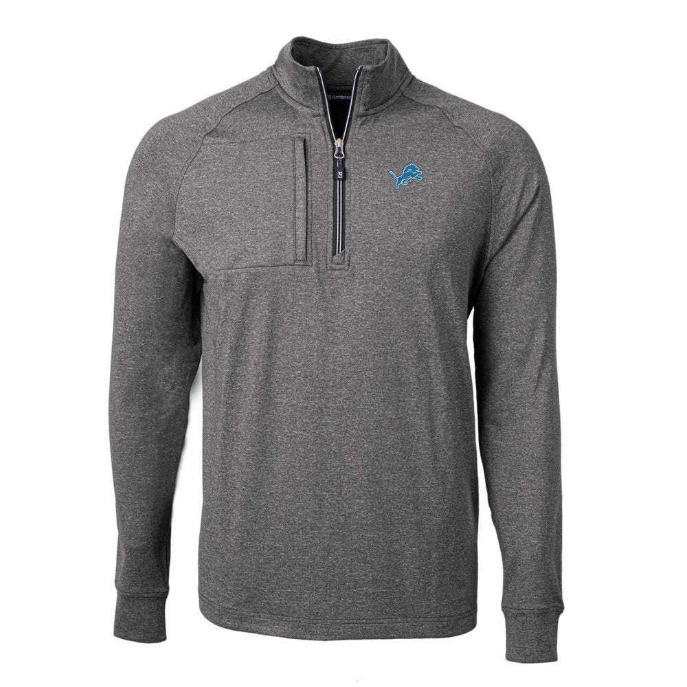 Detroit Lions Cutter & Buck Big & Tall Adapt Eco Knit Quarter-Zip Pullover Top Heather Black | NFL