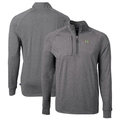 Green Bay Packers Cutter & Buck Big & Tall Adapt Eco Knit Quarter-Zip Pullover Top Heather Black | NFL