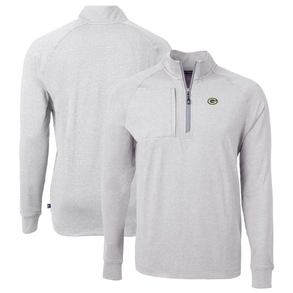 Green Bay Packers Cutter & Buck Big & Tall Adapt Eco Knit Quarter-Zip Pullover Top Heather Gray | NFL