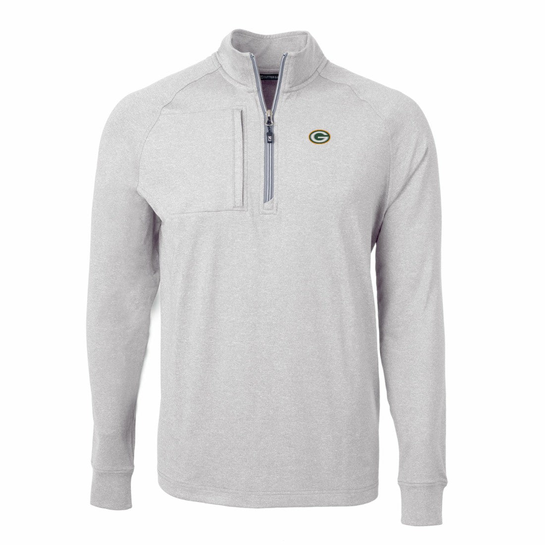 Green Bay Packers Cutter & Buck Big & Tall Adapt Eco Knit Quarter-Zip Pullover Top Heather Gray | NFL