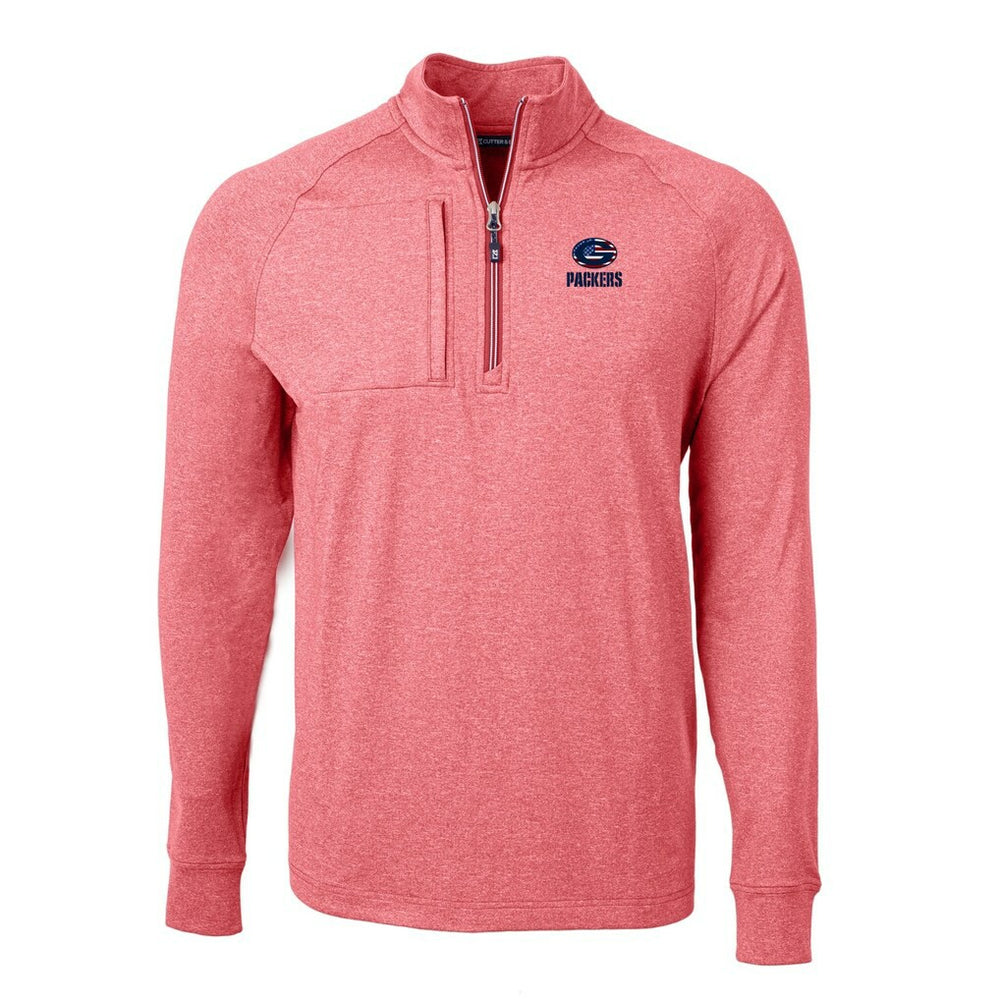 Green Bay Packers Cutter & Buck Big & Tall Adapt Eco Knit Quarter-Zip Pullover Top Heather Red | NFL