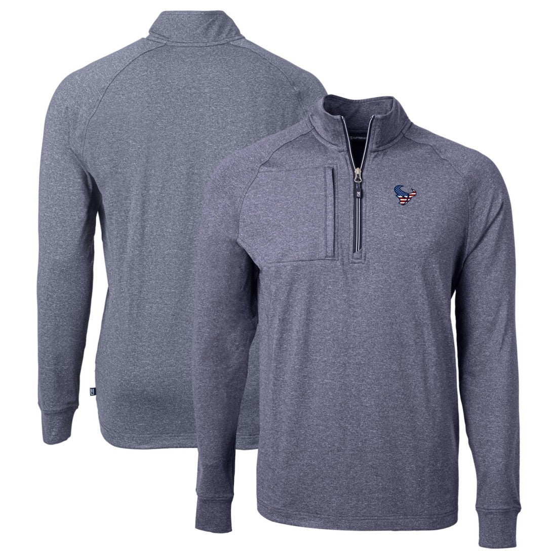 Houston Texans Cutter & Buck Big & Tall Adapt Eco Knit Quarter-Zip Pullover Top Heather Navy | NFL