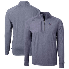 Houston Texans Cutter & Buck Big & Tall Adapt Eco Knit Quarter-Zip Pullover Top Heather Navy | NFL