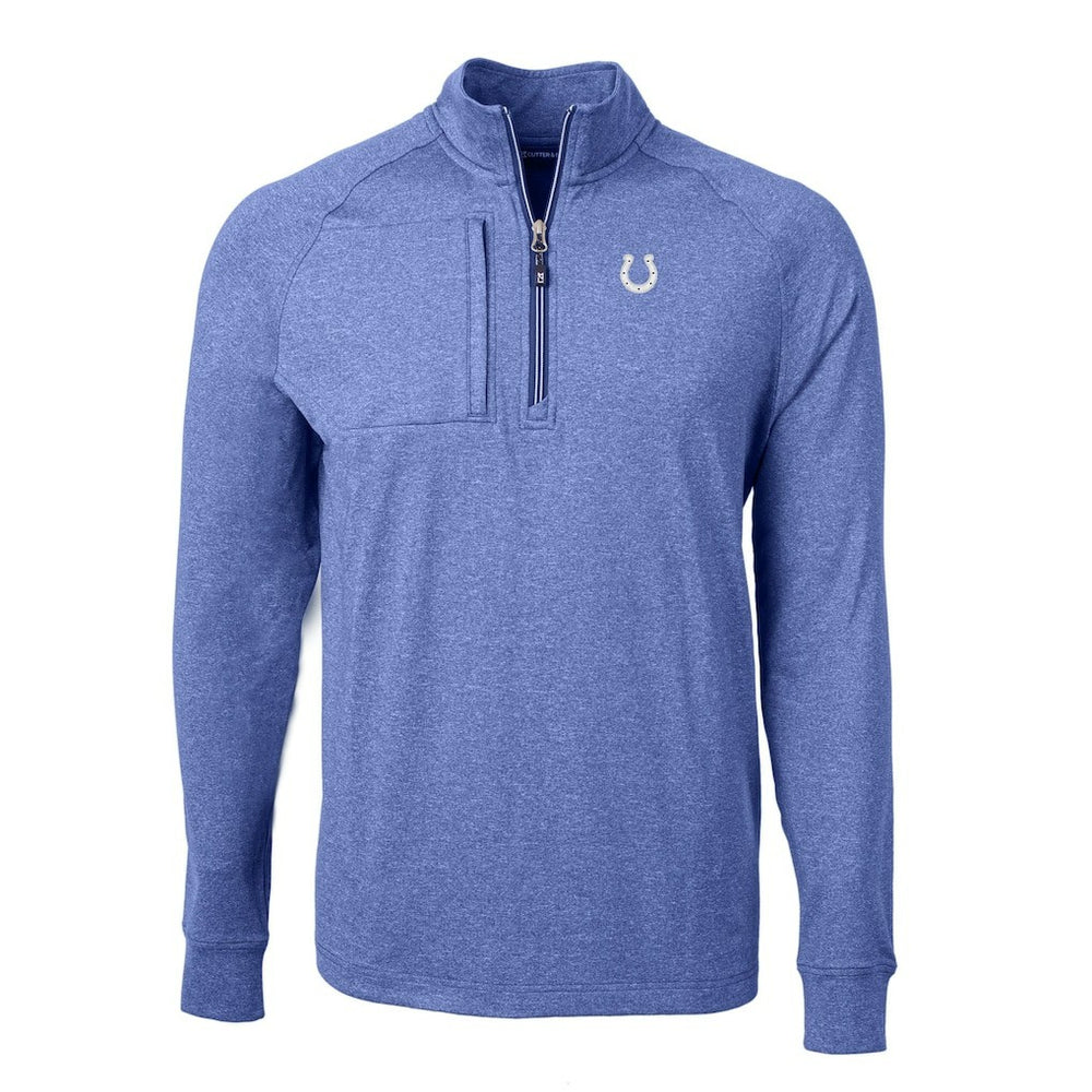 Indianapolis Colts Cutter & Buck Big & Tall Adapt Eco Knit Quarter-Zip Pullover Top Heather Royal | NFL