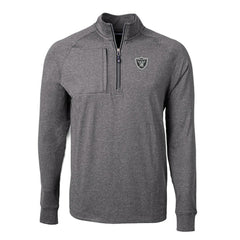 Las Vegas Raiders Cutter & Buck Big & Tall Adapt Eco Knit Quarter-Zip Pullover Top Heather Black | NFL