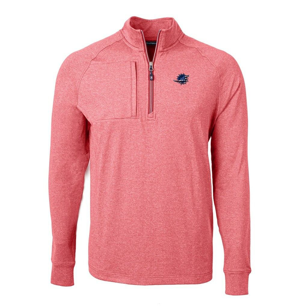 Miami Dolphins Cutter & Buck Big & Tall Adapt Eco Knit Quarter-Zip Pullover Top Heather Red | NFL