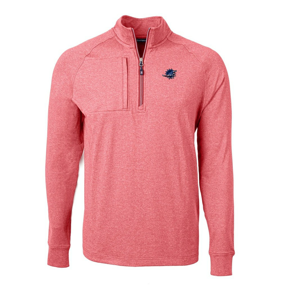Miami Dolphins Cutter & Buck Big & Tall Adapt Eco Knit Quarter-Zip Pullover Top Heather Red | NFL
