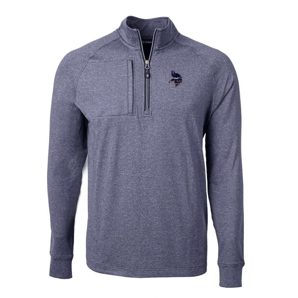 Minnesota Vikings Cutter & Buck Big & Tall Adapt Eco Knit Quarter-Zip Pullover Top Heather Navy | NFL