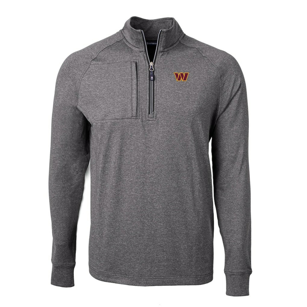 Washington Commanders Cutter & Buck Big & Tall Adapt Eco Knit Quarter-Zip Pullover Top Heather Black | NFL