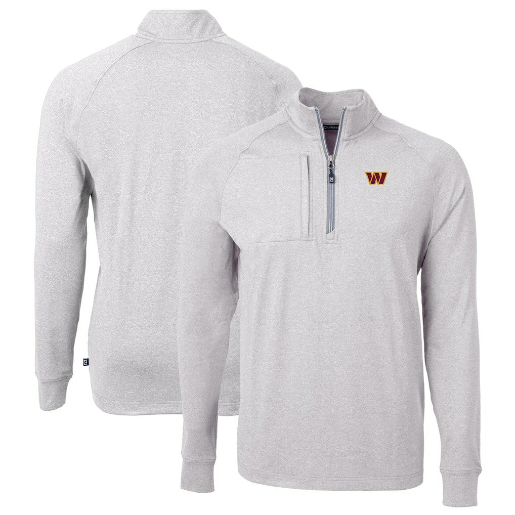 Washington Commanders Cutter & Buck Big & Tall Adapt Eco Knit Quarter-Zip Pullover Top Heather Gray | NFL