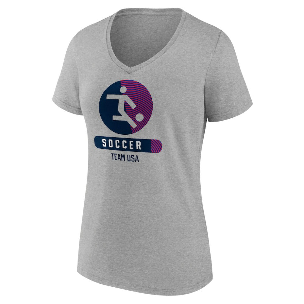 US Soccer Women's Radiating Victory V-Neck T-Shirt Heather Gray - FIFA World CUP