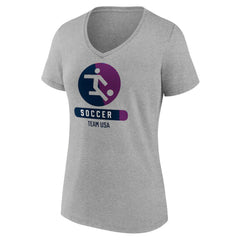 US Soccer Women's Radiating Victory V-Neck T-Shirt Heather Gray - FIFA World CUP