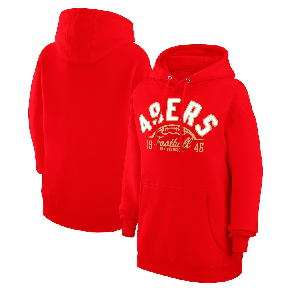 San Francisco 49ers Starter Unisex Half Ball Team Fleece Pullover Hoodie Scarlet | NFL
