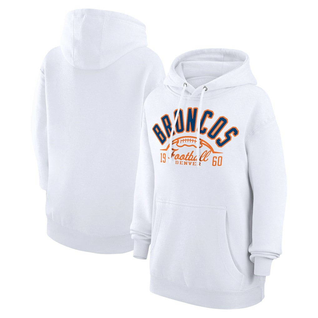 Denver Broncos Starter Unisex Half Ball Team Fleece Pullover Hoodie White | NFL