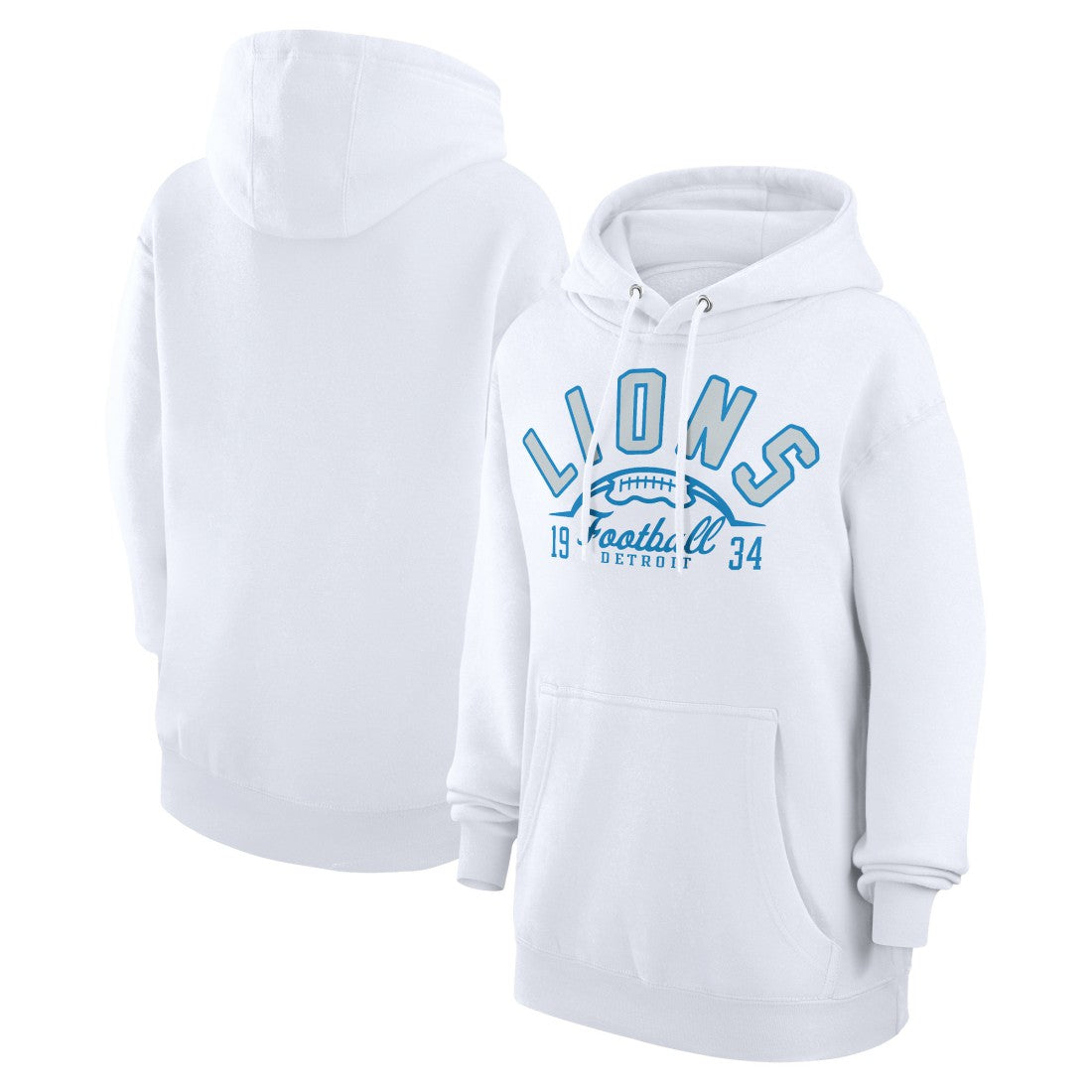 Detroit Lions Starter Unisex Half Ball Team Fleece Pullover Hoodie White | NFL