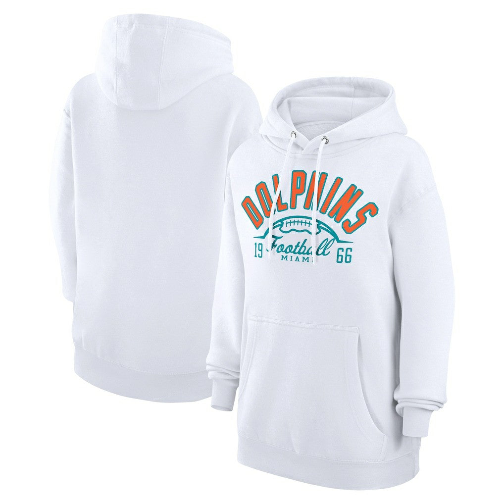 Miami Dolphins Starter Unisex Half Ball Team Fleece Pullover Hoodie White | NFL