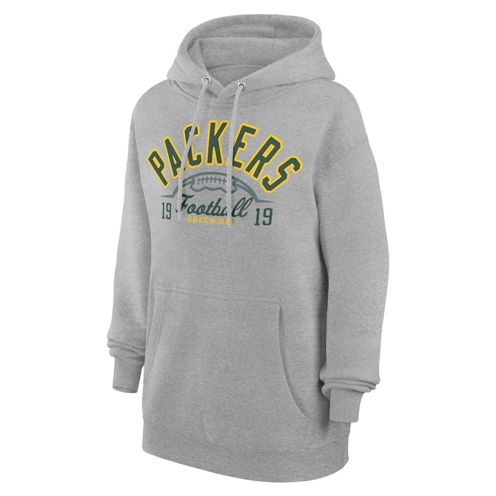 Green Bay Packers Starter Unisex Half Ball Team Fleece Pullover Hoodie Heather Gray | NFL