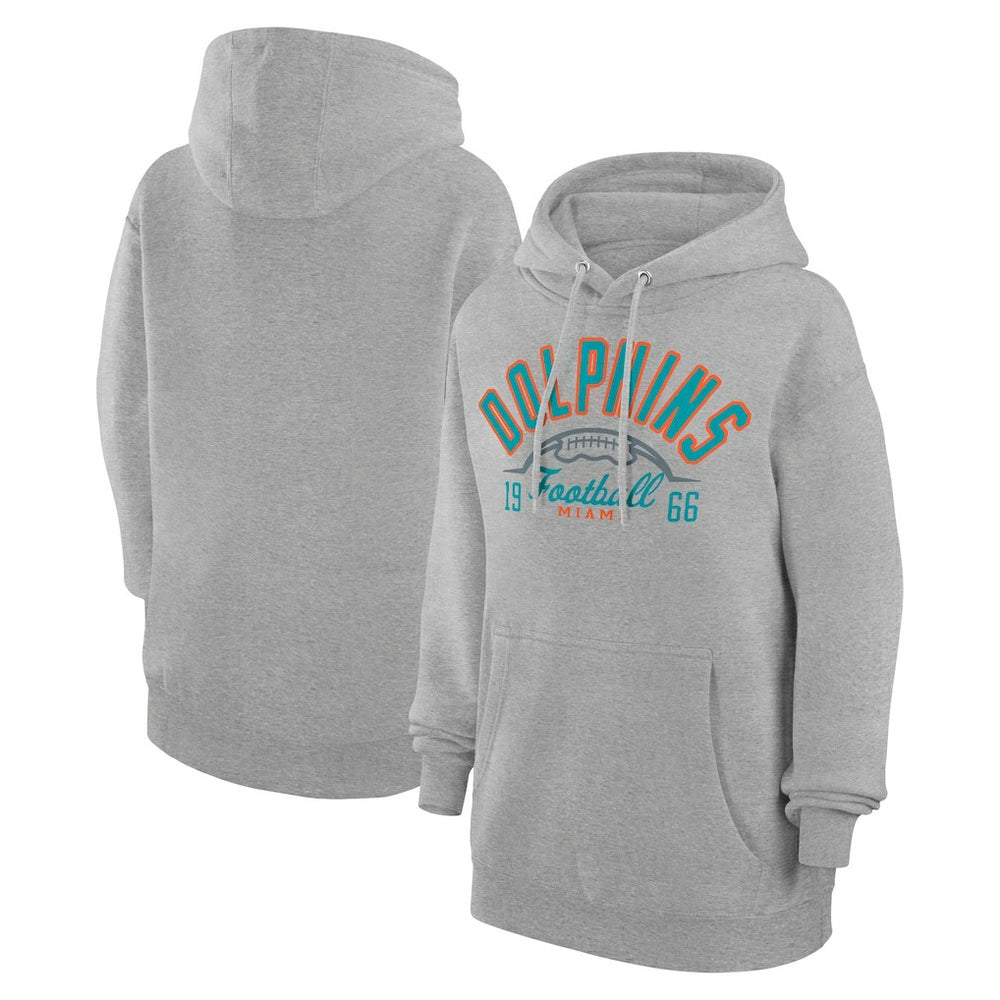 Miami Dolphins Starter Unisex Half Ball Team Fleece Pullover Hoodie Heather Gray | NFL