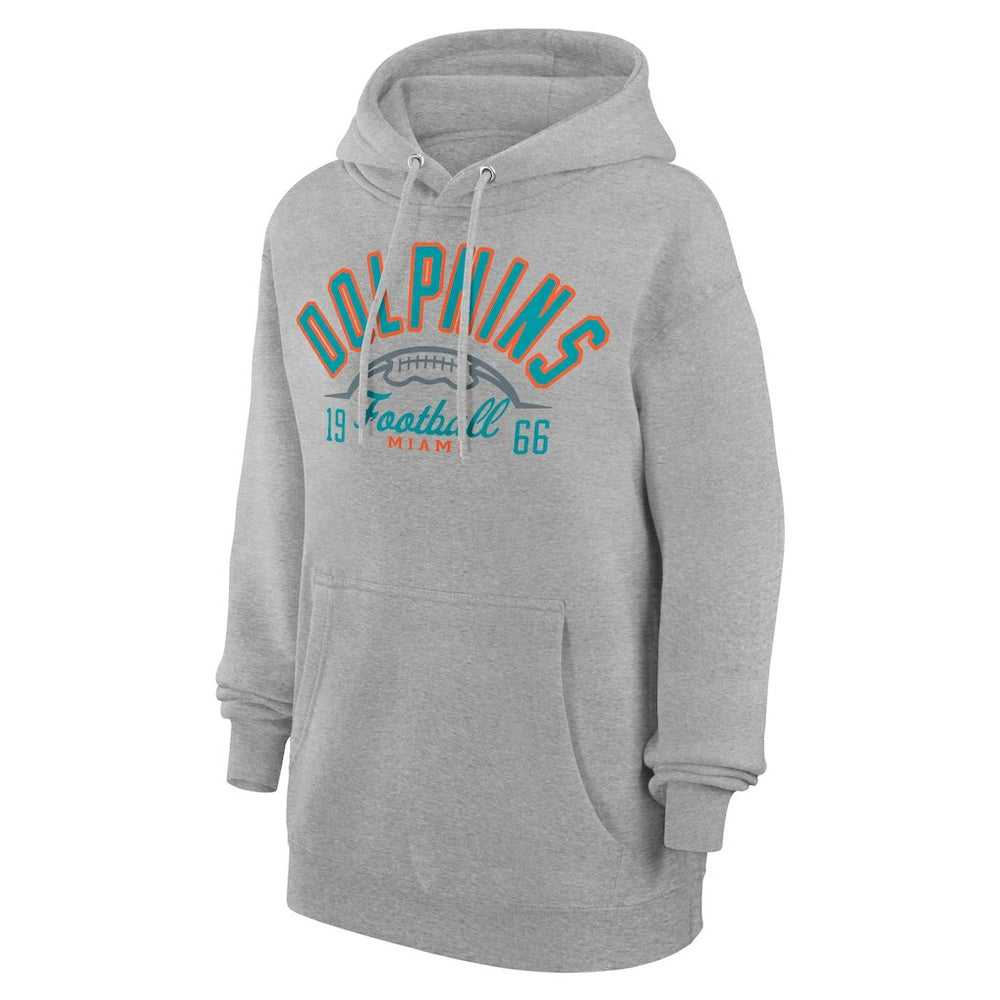 Miami Dolphins Starter Unisex Half Ball Team Fleece Pullover Hoodie Heather Gray | NFL