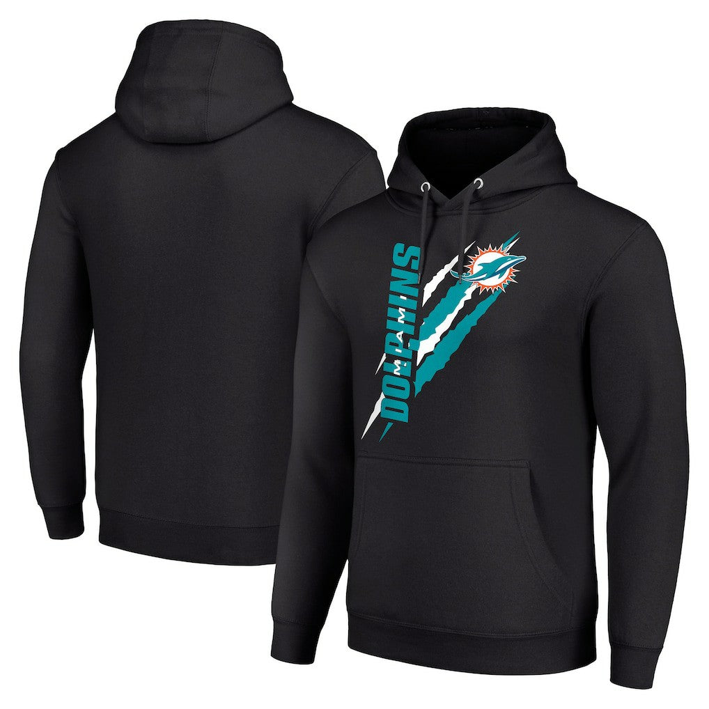 Miami Dolphins Starter Unisex Color Scratch Fleece Pullover Hoodie Black | NFL