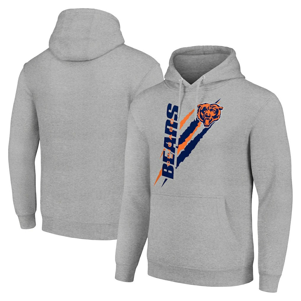 Chicago Bears Starter Unisex Color Scratch Fleece Pullover Hoodie Heather Gray | NFL