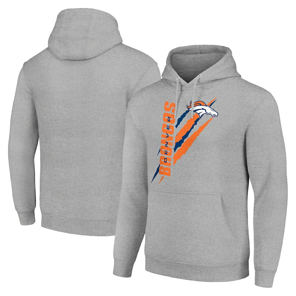 Denver Broncos Starter Unisex Color Scratch Fleece Pullover Hoodie Heather Gray | NFL