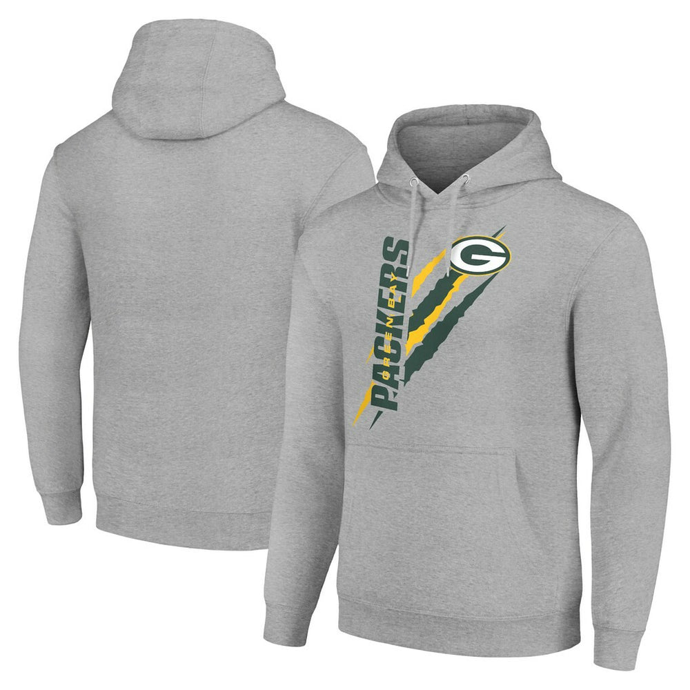 Green Bay Packers Starter Unisex Color Scratch Fleece Pullover Hoodie Heather Gray | NFL
