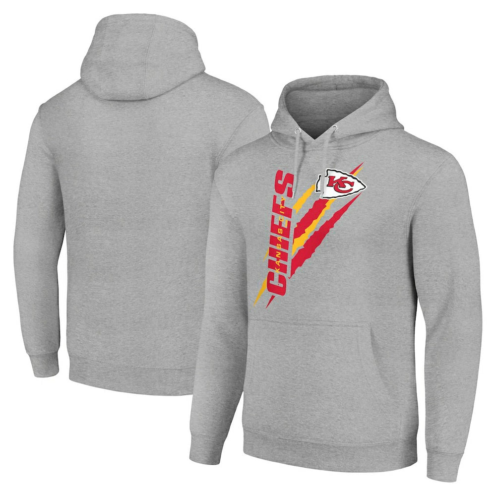 Kansas City Chiefs Starter Unisex Color Scratch Fleece Pullover Hoodie Heather Gray | NFL