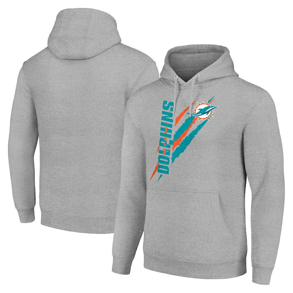 Miami Dolphins Starter Unisex Color Scratch Fleece Pullover Hoodie Heather Gray | NFL