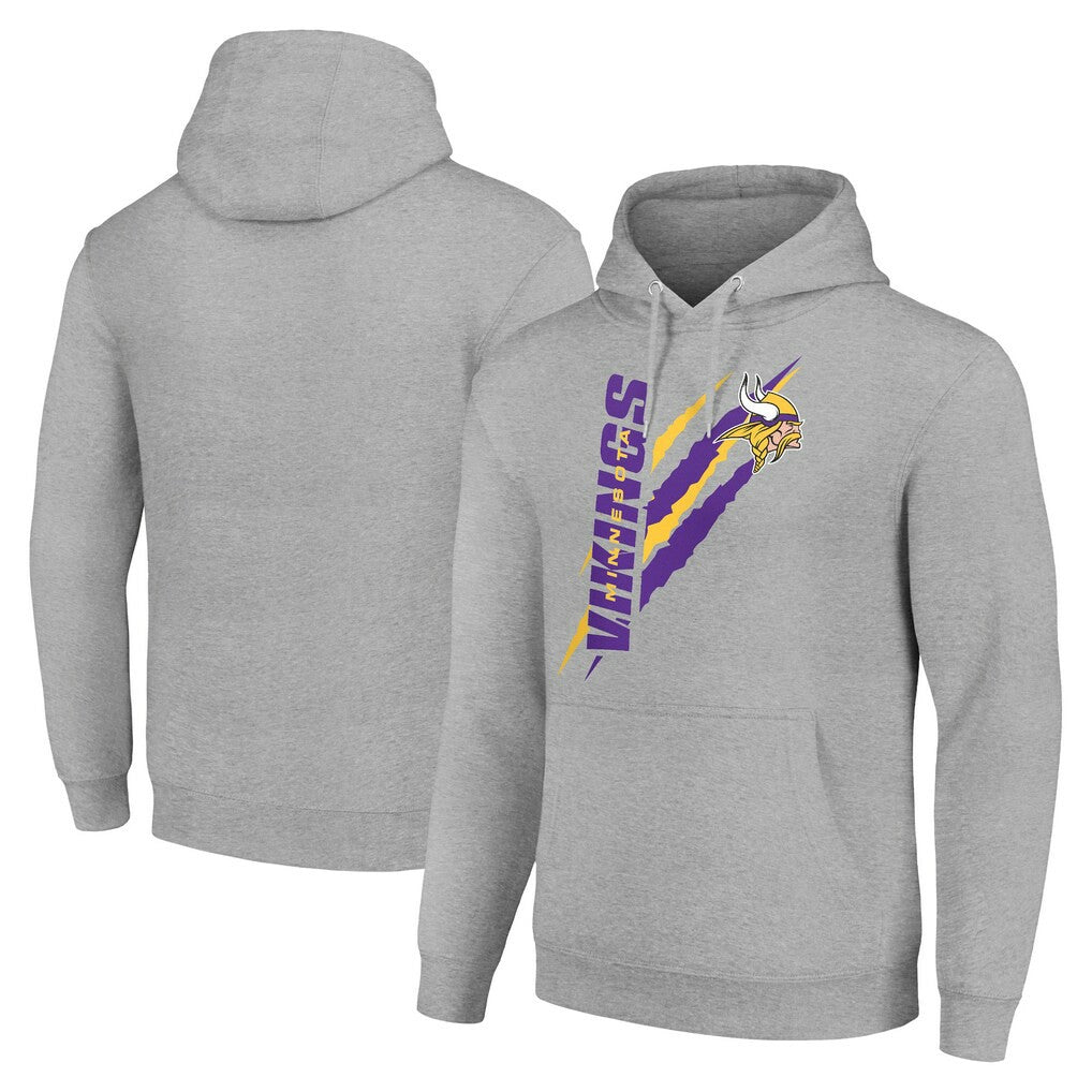 Minnesota Vikings Starter Unisex Color Scratch Fleece Pullover Hoodie Heather Gray | NFL