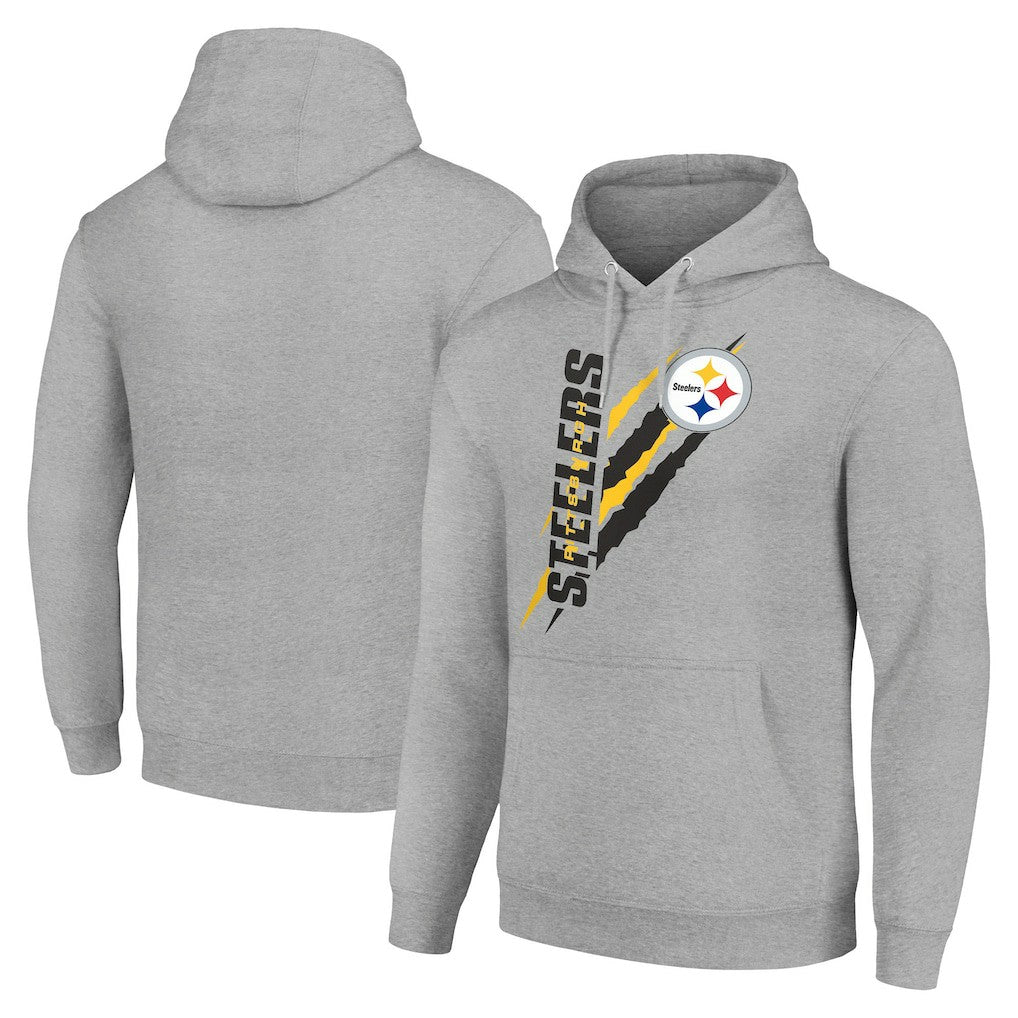 Pittsburgh Steelers Starter Unisex Color Scratch Fleece Pullover Hoodie Heather Gray | NFL
