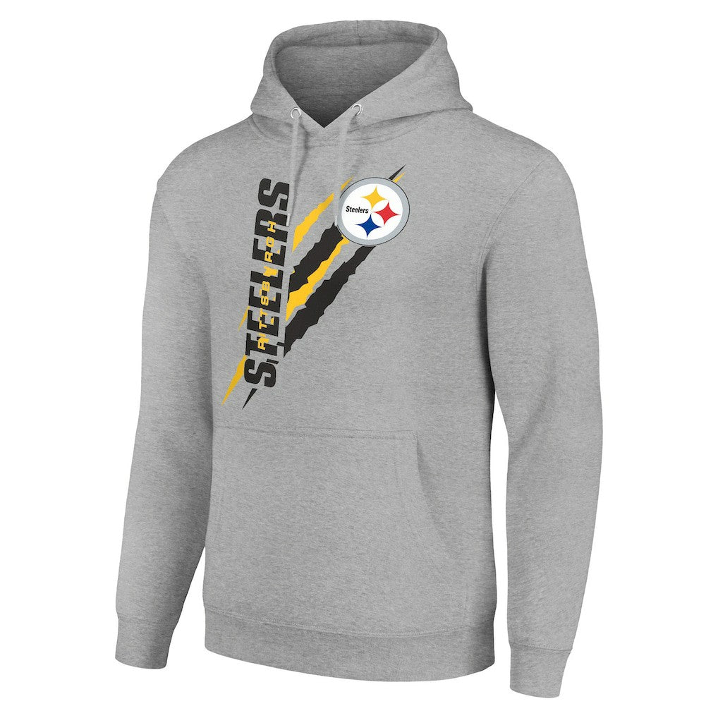 Pittsburgh Steelers Starter Unisex Color Scratch Fleece Pullover Hoodie Heather Gray | NFL