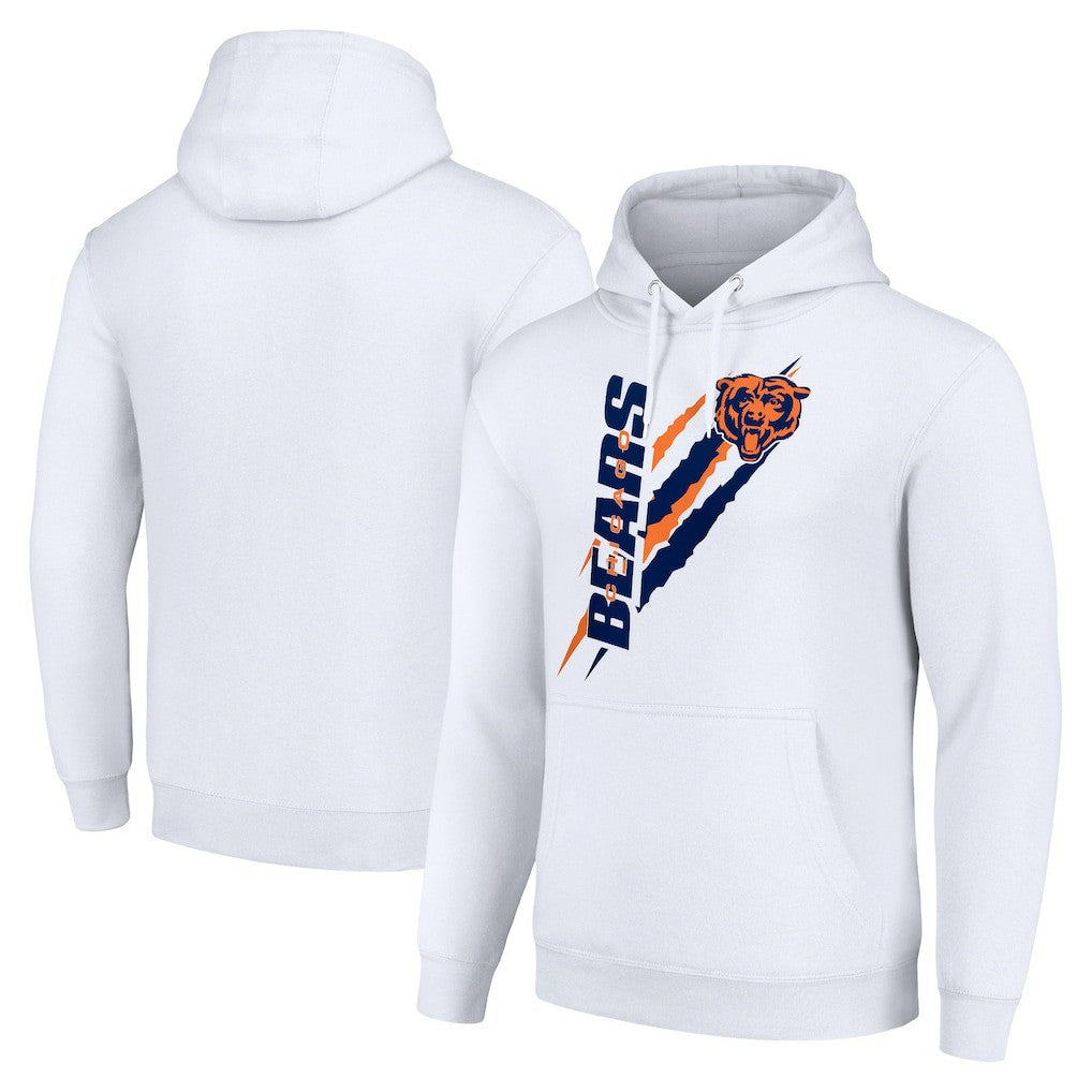 Chicago Bears Starter Unisex Color Scratch Fleece Pullover Hoodie White | NFL