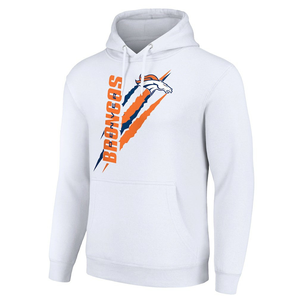 Denver Broncos Starter Unisex Color Scratch Fleece Pullover Hoodie White | NFL