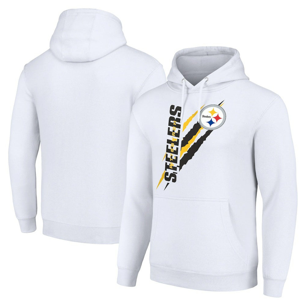 Pittsburgh Steelers Starter Unisex Color Scratch Fleece Pullover Hoodie White | NFL