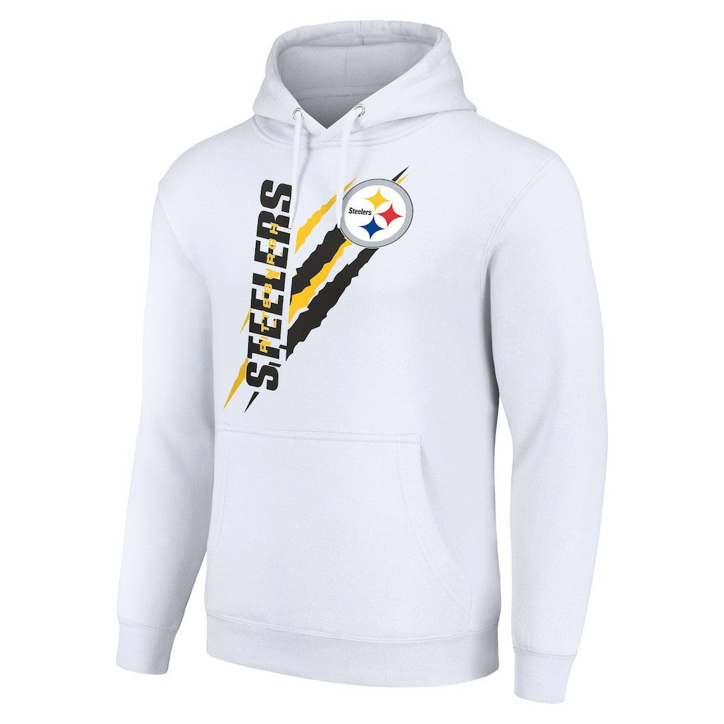 Pittsburgh Steelers Starter Unisex Color Scratch Fleece Pullover Hoodie White | NFL