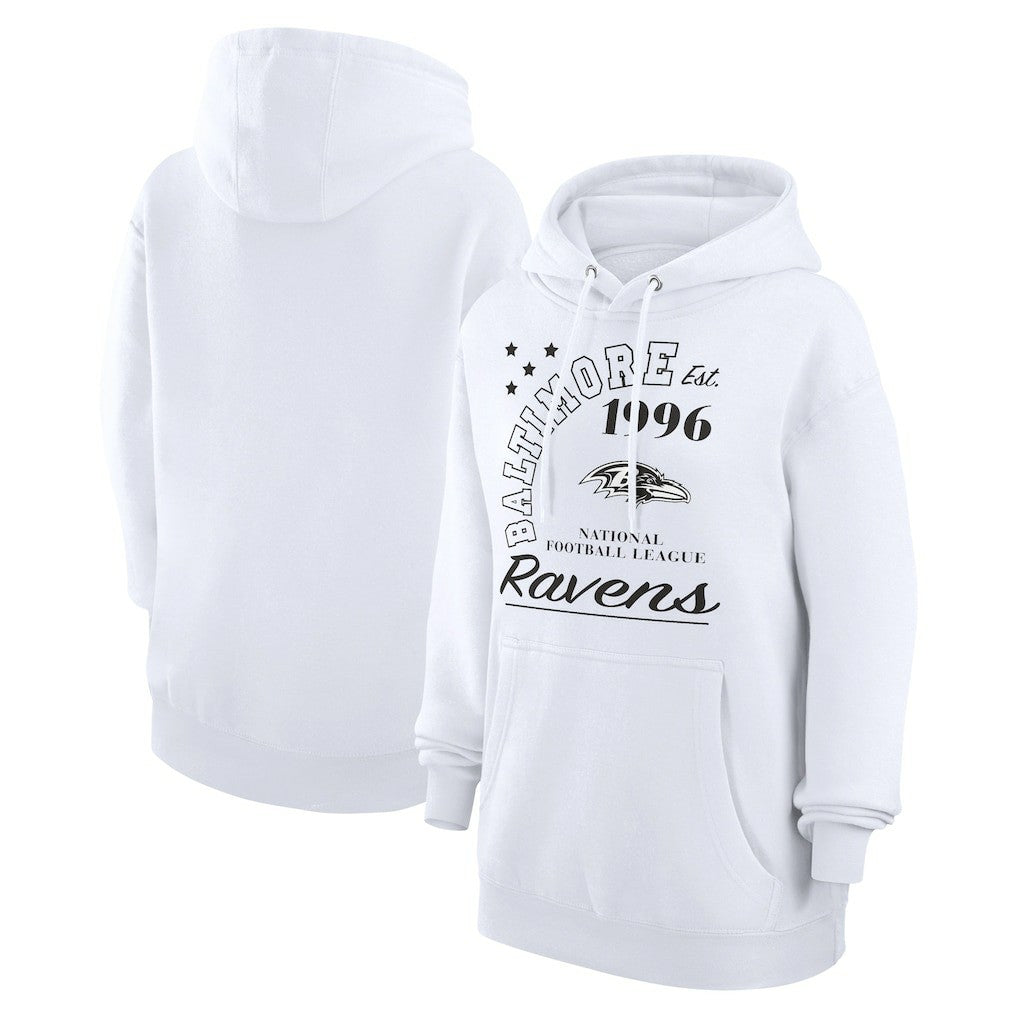 Baltimore Ravens Starter Unisex Arch Team Fleece Pullover Hoodie White | NFL