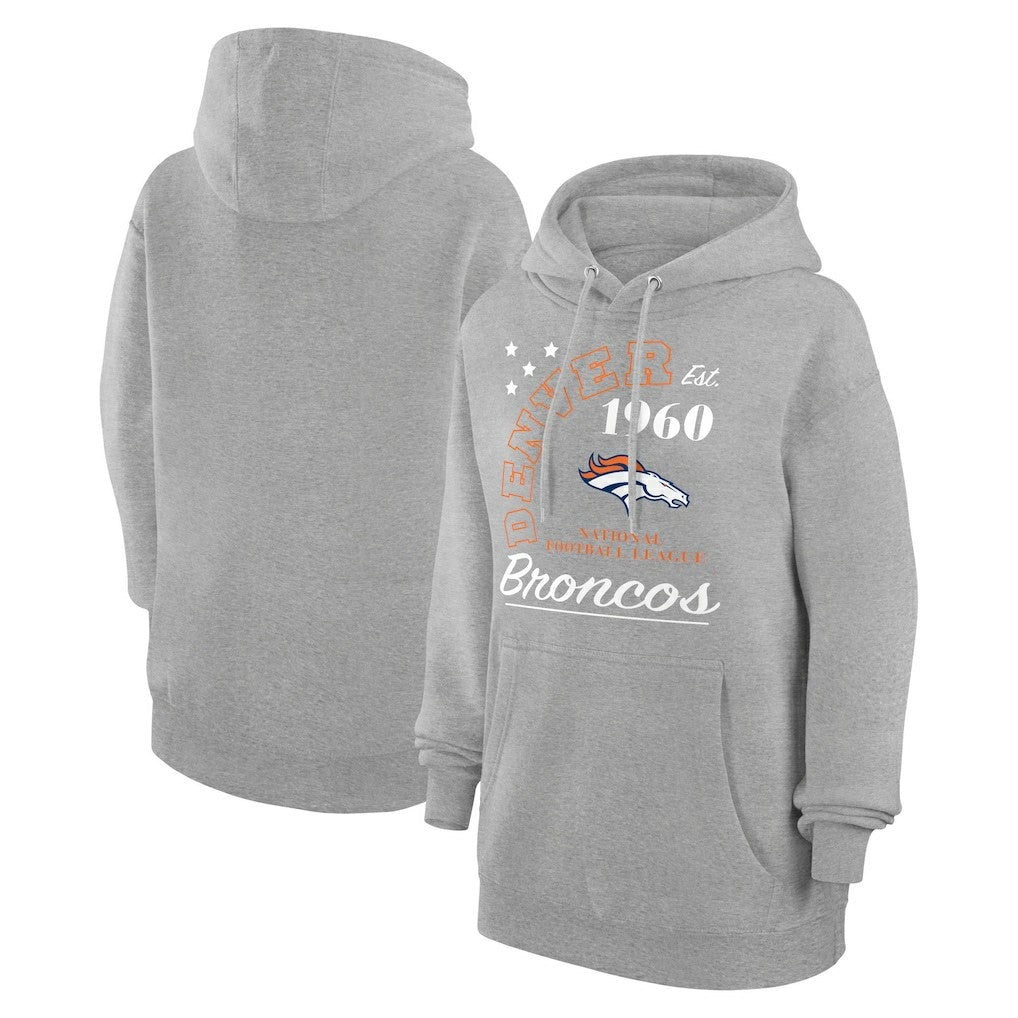 Denver Broncos Starter Unisex Arch Team Fleece Pullover Hoodie Heather Gray | NFL