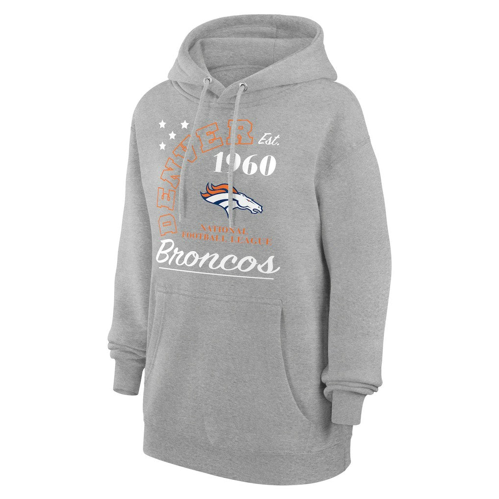 Denver Broncos Starter Unisex Arch Team Fleece Pullover Hoodie Heather Gray | NFL