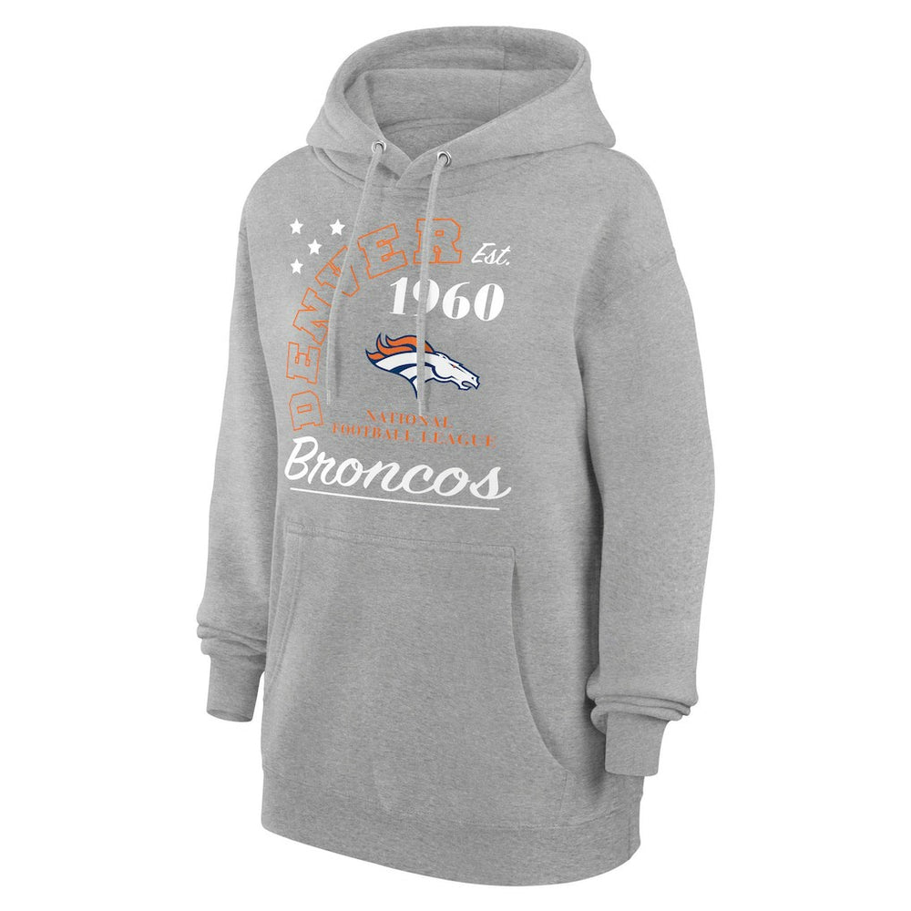 Denver Broncos Starter Unisex Arch Team Fleece Pullover Hoodie Heather Gray | NFL