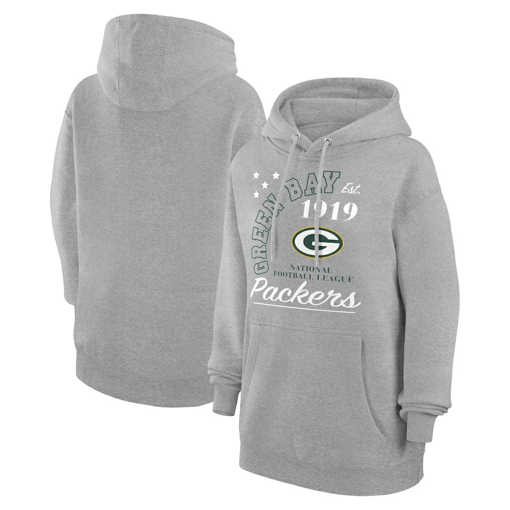 Green Bay Packers Starter Unisex Arch Team Fleece Pullover Hoodie Heather Gray | NFL