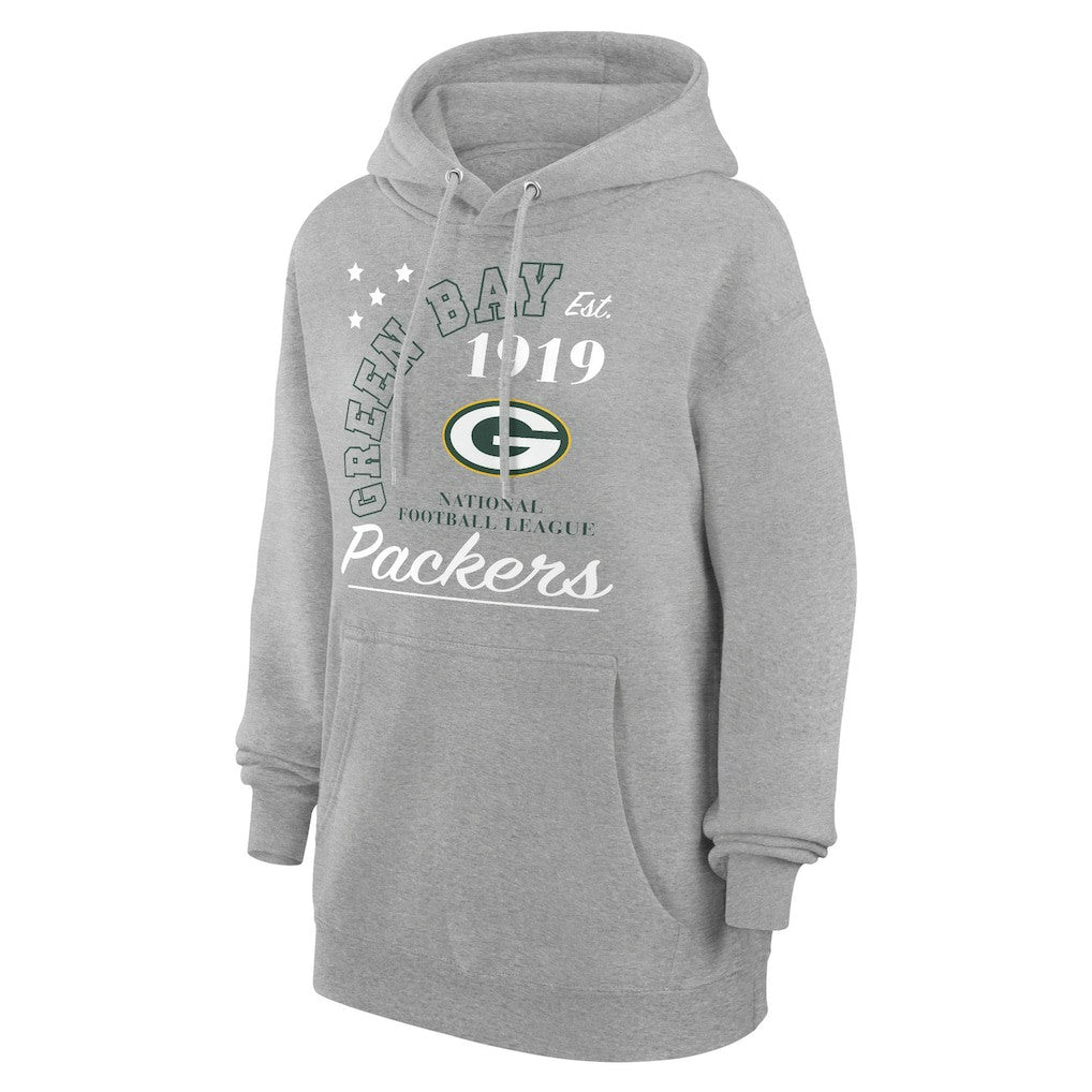 Green Bay Packers Starter Unisex Arch Team Fleece Pullover Hoodie Heather Gray | NFL