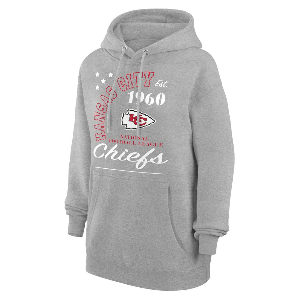 Kansas City Chiefs Starter Unisex Arch Team Fleece Pullover Hoodie Heather Gray | NFL