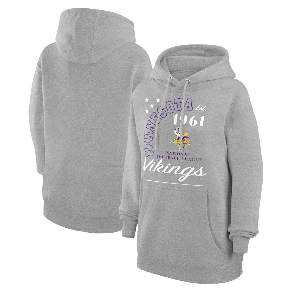 Minnesota Vikings Starter Unisex Arch Team Fleece Pullover Hoodie Heather Gray | NFL